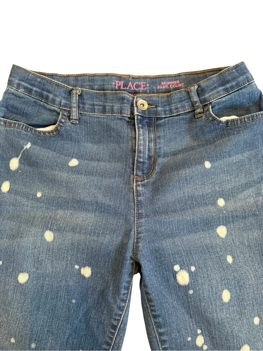 Place Denim Bermuda Shorts with Bleach-Splatter - Blue size Girls size 16